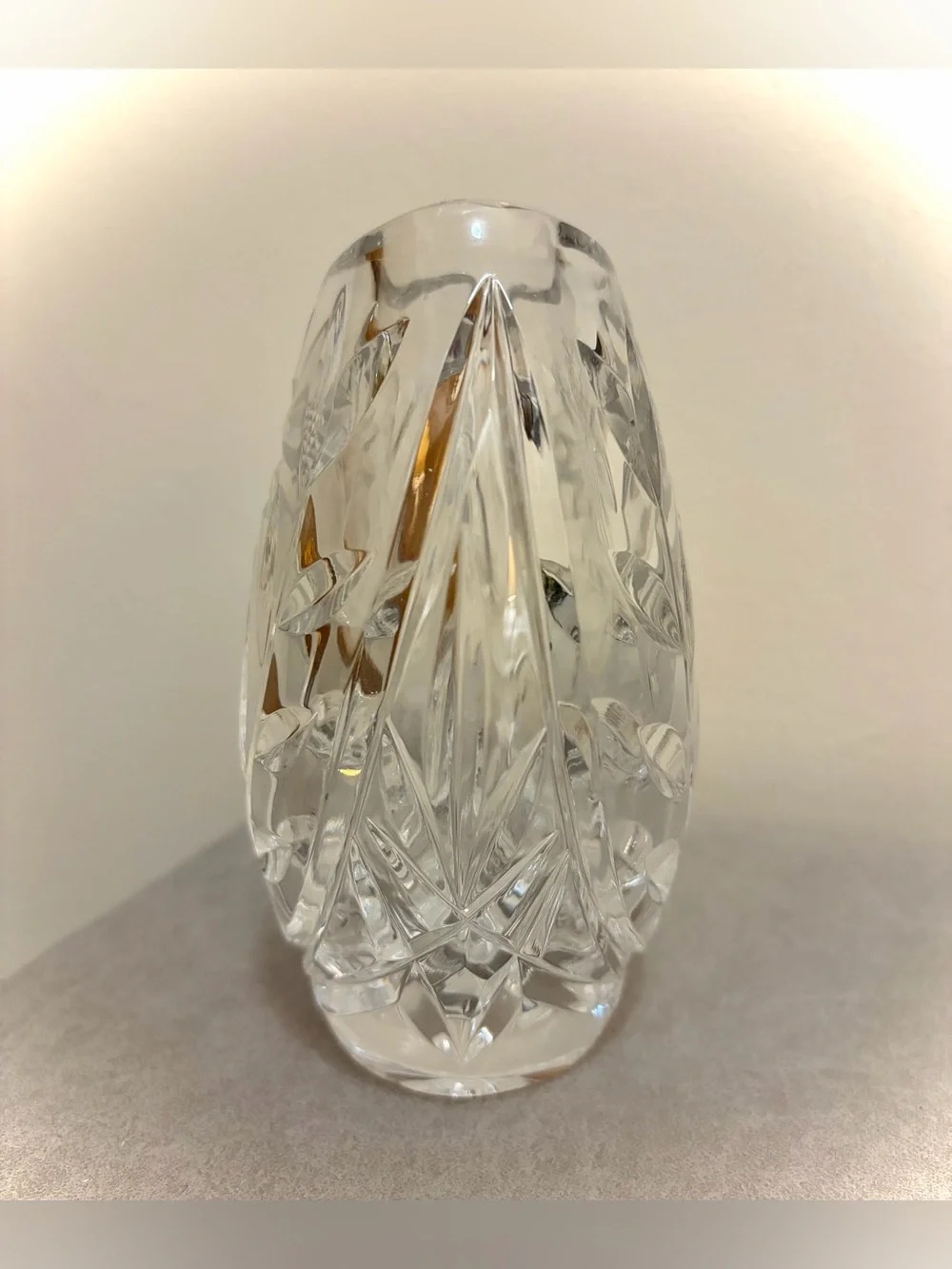 German Lausitzer Margaret Sunflower Lead Crystal Vase Vintage 1960s W Germany
